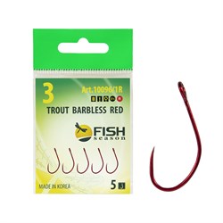 Крючок FS Trout 10096/1R с большим ухом без бородки № 6 Red (5шт.) 10096/1R-06F - фото 31322